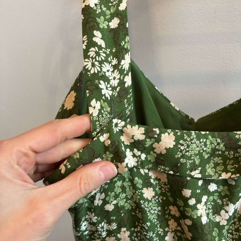 Reformation Green Floral Midi Dress, Size 4 - Picture 7 of 9